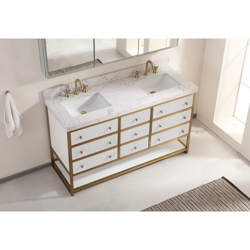 Ensemble de meuble-lavabo de salle de bain luxueux, Blanc
