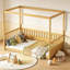 Structure de lit à baldaquin simple avec garde-corps pour enfants, conception à baldaquin, idéale pour le lit au sol Montessori, créant un espace de sommeil confortable pour les filles et les garçons-1618059362