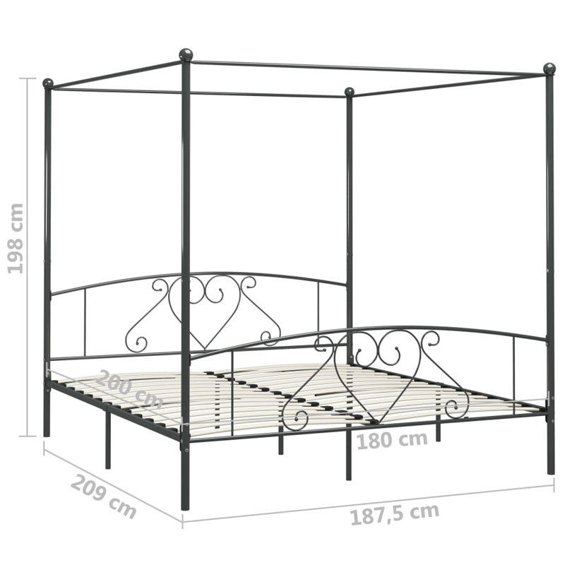 Zackery Metal Bed, grey, Super King (6')