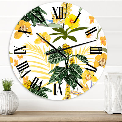 «Of Beautiful Flowers» - Horloge murale moderne
