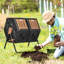 Bac à compost, 34,5 gallons - Extérieur à double chambre avec arrangement de ventilation considérable et base en acier avec cadre de compostage Gal