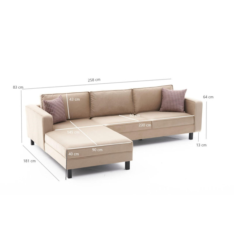 Canapé modulaire rembourré Bre, Accoudoir à droite (vu de face), 100% polyester anthracite / velours