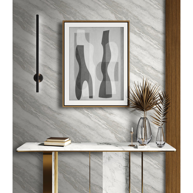 Bhargavi Marble Wallpaper, Grey/Ivory