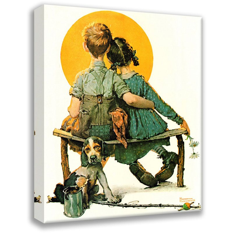«Sunset» par Norman Rockwell, toile tendue avec châssis, H 40 po x l 28 po