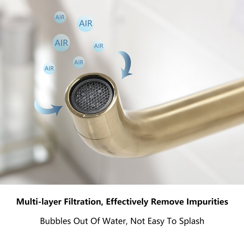 Wall Mounted Bathroom Faucet, Brushed Gold