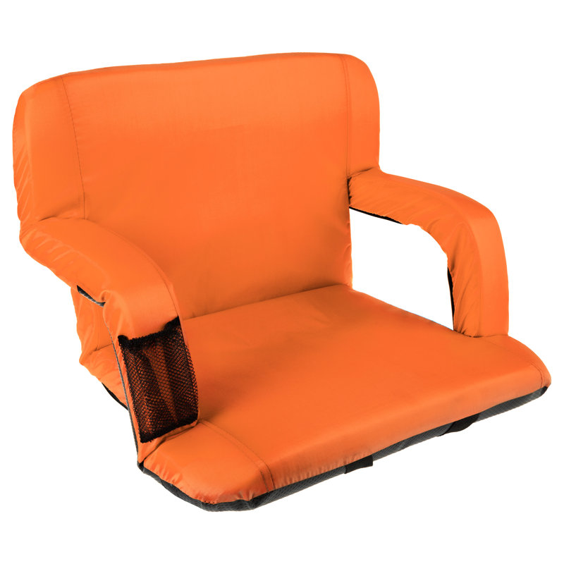 Home-Complete - Wide Reclining Stadium Seat Cushion with Back Support, Armrests, 6 Adjustable Positions and Carry Straps - Portable Stadium Seats and Bleacher Chairs with Back and Cushion