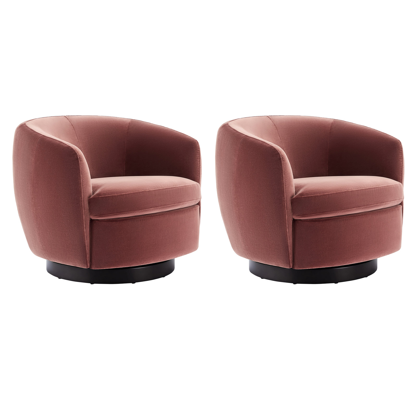 Marcy Linen Swivel Barrel Chair, Rose Vintage Velvet