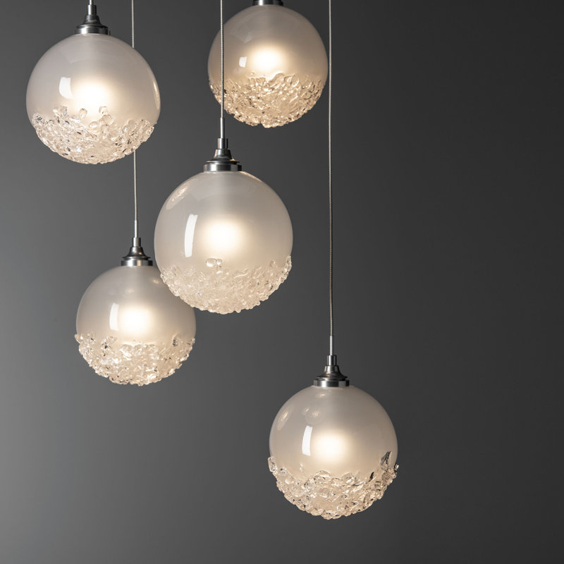 Fritz 5 - Light Cluster Globe Pendant, 80" H x 15.4" W x 15.4" D, Sterling