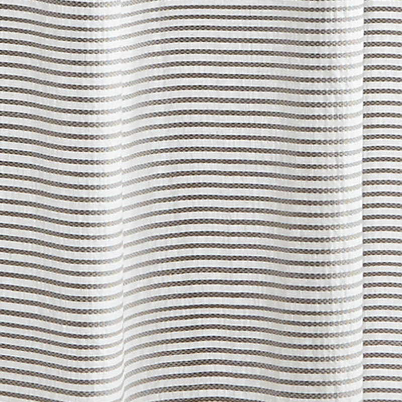 Gray and White Cotton Striped Shower Curtain with Tassels