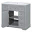 Meuble-lavabo gris avec lavabo - Armoire en bois massif de 36 po, 6 tiroirs, tablette réglable, option de décoration moderne-200161250