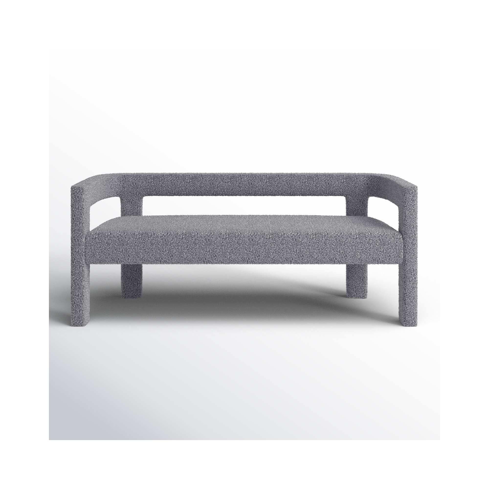 Cedernier Upholstered Boucle Bench, Gray