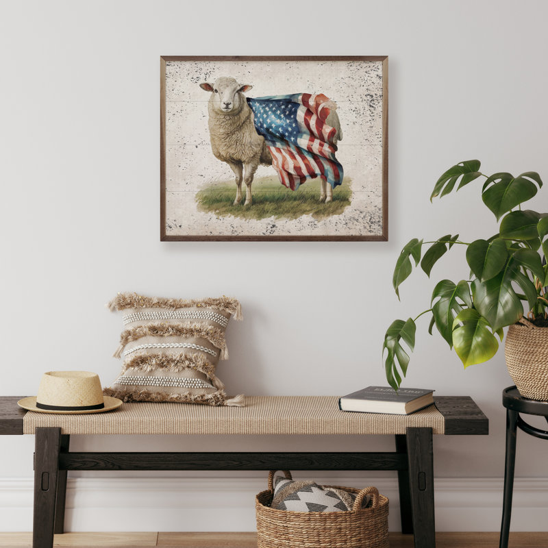 Drapeau patiné patiné des moutons à gauche, L 30 po x H 24 po