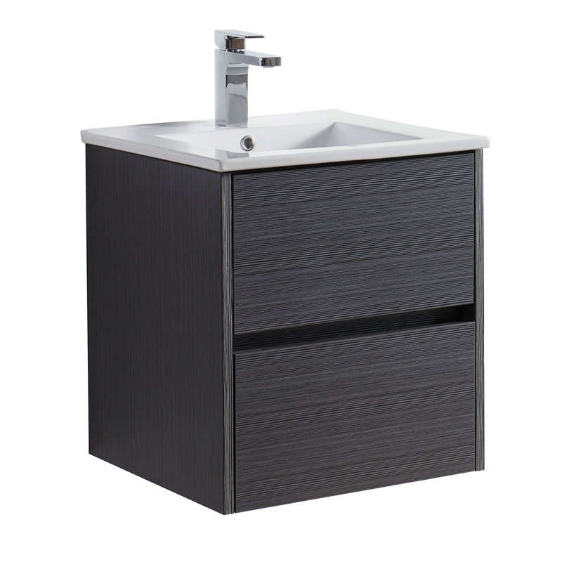 20'' Floating Single Bathroom Vanity with Ceramic Sink, Wall-Mounted Wood Cabinet, Soft-Close Drawers & U-Shaped Plumbing Access