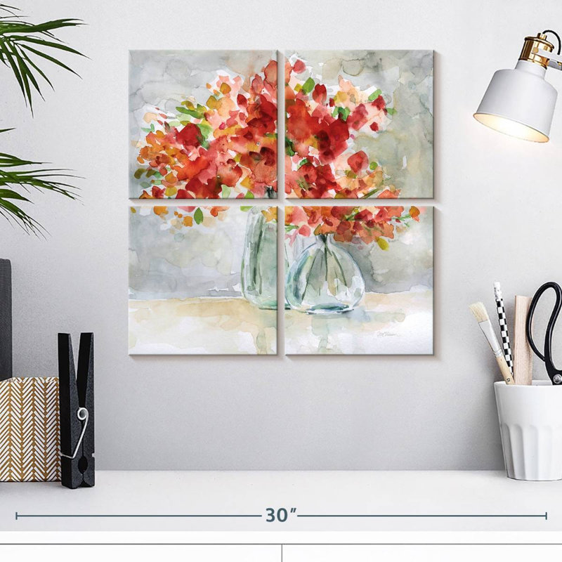 Arrangement rouge, H 18 po x l 18 po