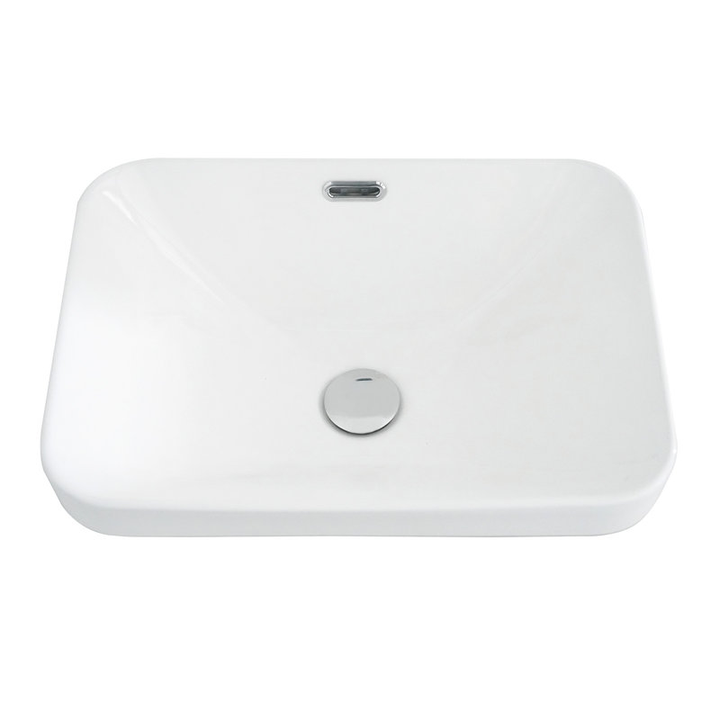 Bb12-18-101, cuve en céramique blanche intégrée, bonde non incluse