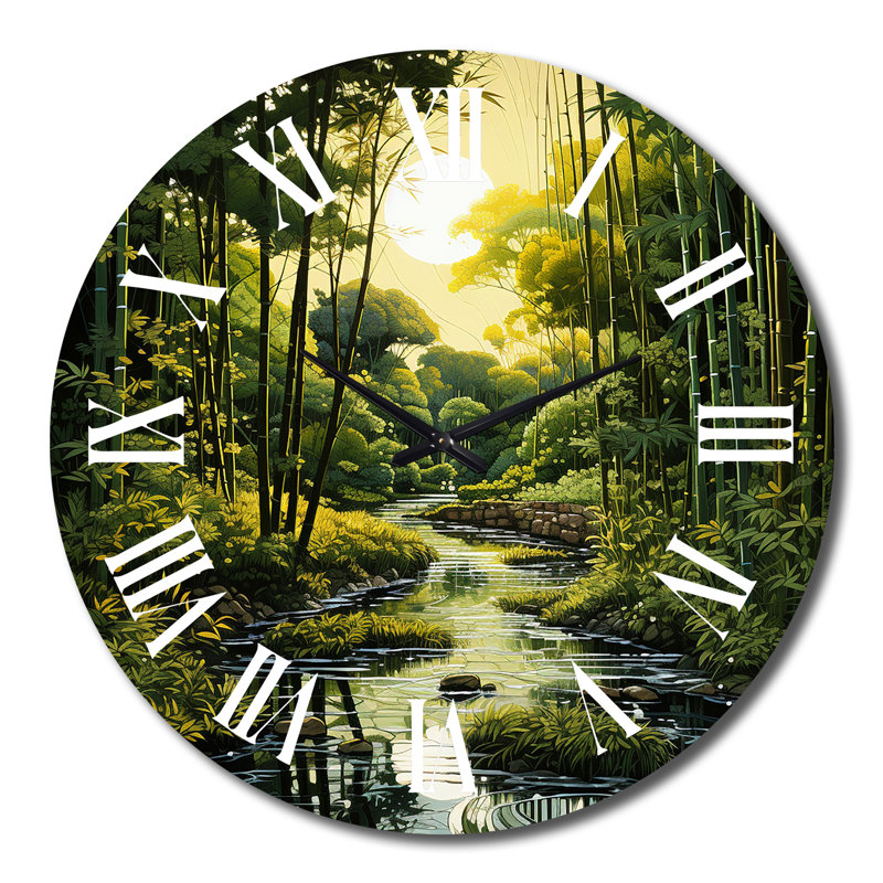 Asian Art Bamboo Whisper II - Horloge murale asiatique, Très grand