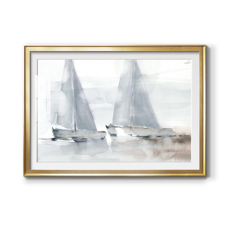 Voiles brumeuses I Voiles brumeuses I - Encadré sous verre acrylique, grand tableau pour salon, Or