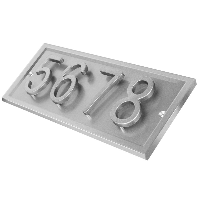 Plaque d'adresse horizontale flottante en aluminium Royal Shade, Argent argent, Oui, Argent argent