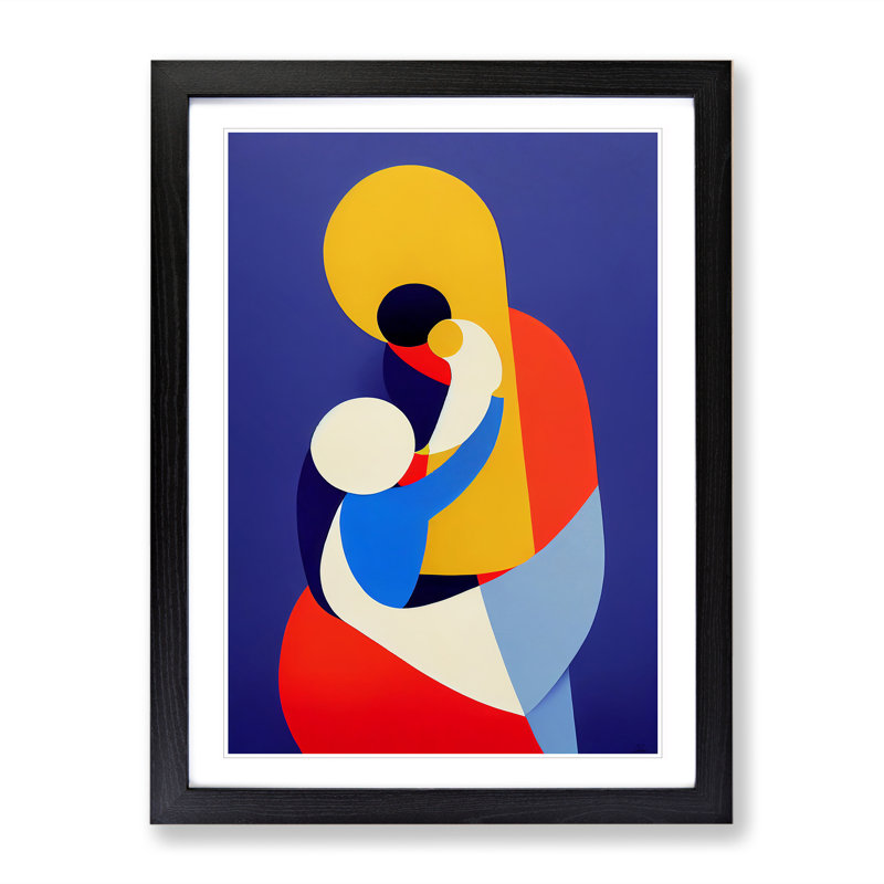 Mother with Child Abstract No.1 - Framed Print, Black, 64cm H x 46cm W x 2cm D