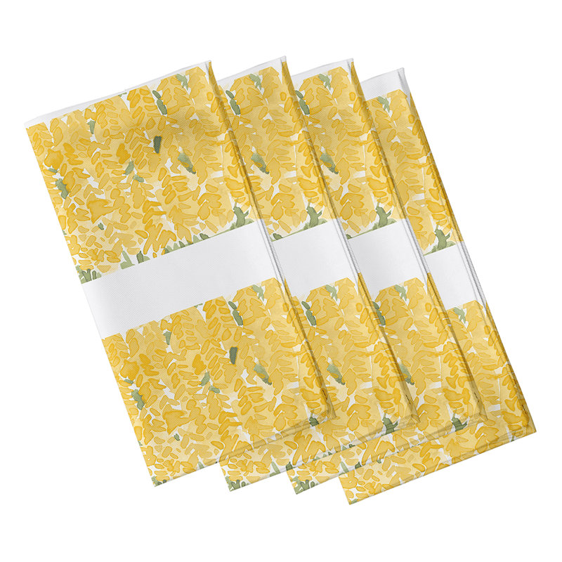 Elliona Polyester Floral Square Napkin, Yellow