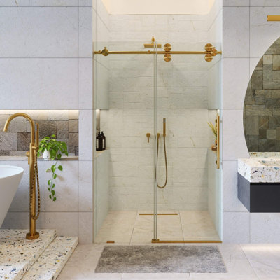 48'' W X 80'' H Single Sliding Frameless Shower Door