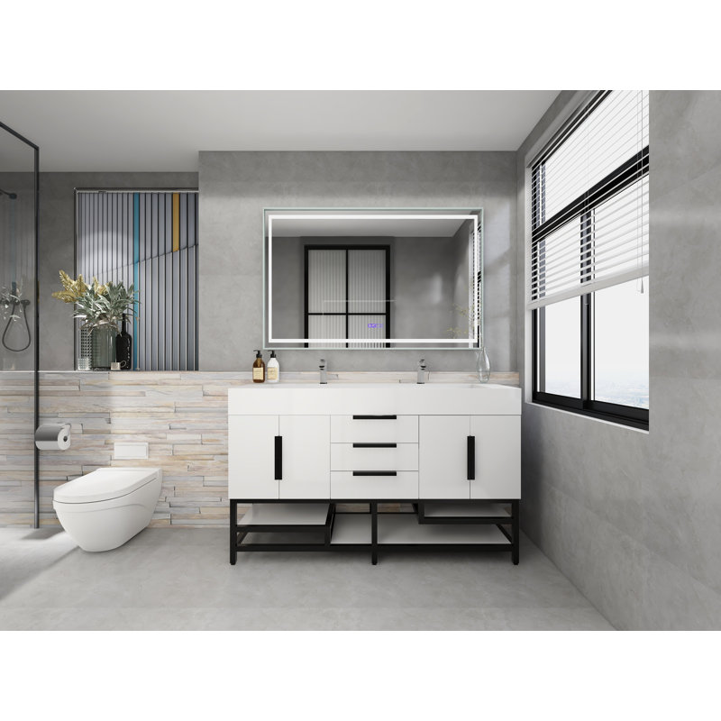 Meuble-lavabo sur pied simple 60 po Jessica, Blanc