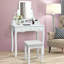Ensemble de meuble-lavabo en bois massif avec tabouret et miroir Crandell-410365853