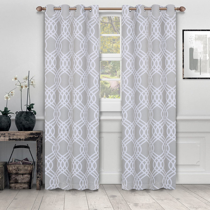 Paire de rideaux obscurcissant 100% polyester Écosse, L 52 po x L 84 po, Chrome chrome