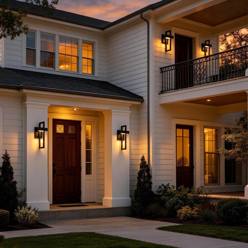 LED Outdoor Wall Sconces (Set of 4), Matte Black
