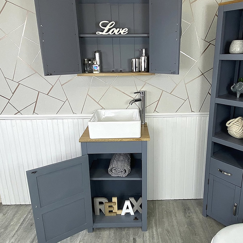 Martens 485mm Single Bathroom Vanity with Vessel Ceramic Basin, Grey