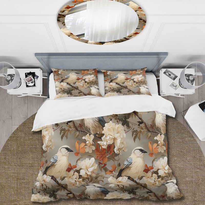 Ensemble de housse de couette beige, Housse de couette pour grand lit et 2 taies décor