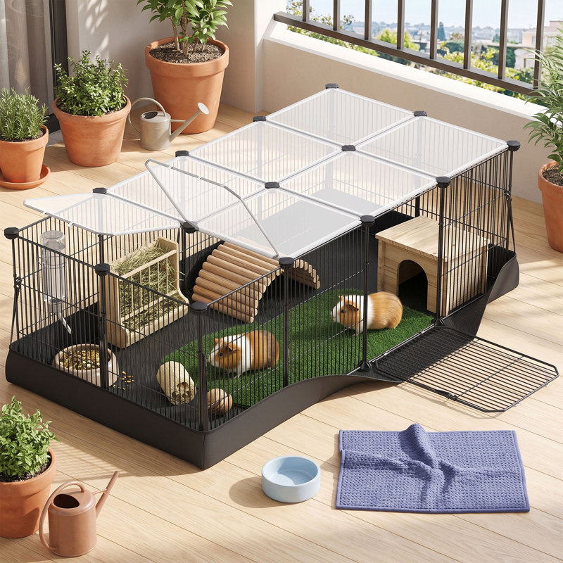 Parc pour petits animaux avec doublure imperméable avec portes supérieures et latérales
