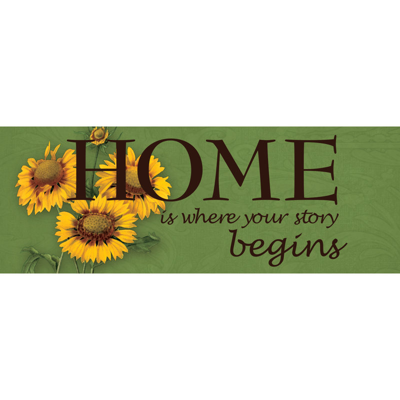 Home Story Sunflowers - Textual Art Print, 81 cm H x 122 cm W, Black Floater Framed
