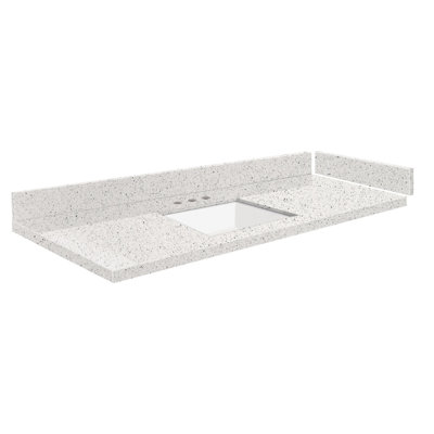 49.5'' Quartz Single Vanity Top with Sink and 3 Faucet Holes -  Transolid, VT49.5x22-1KU-LYR-8