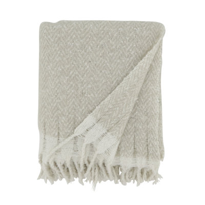 Cozy Faux Mohair Herringbone Throw Blanket 50" W X 60" L
