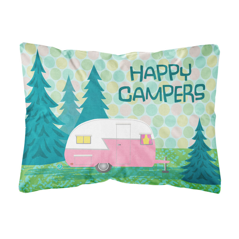  Coussin décoratif en tissu Happy Campers Glamping Trailer
