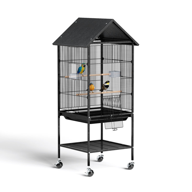 Cage à oiseaux 51 po en fer forgé avec toit