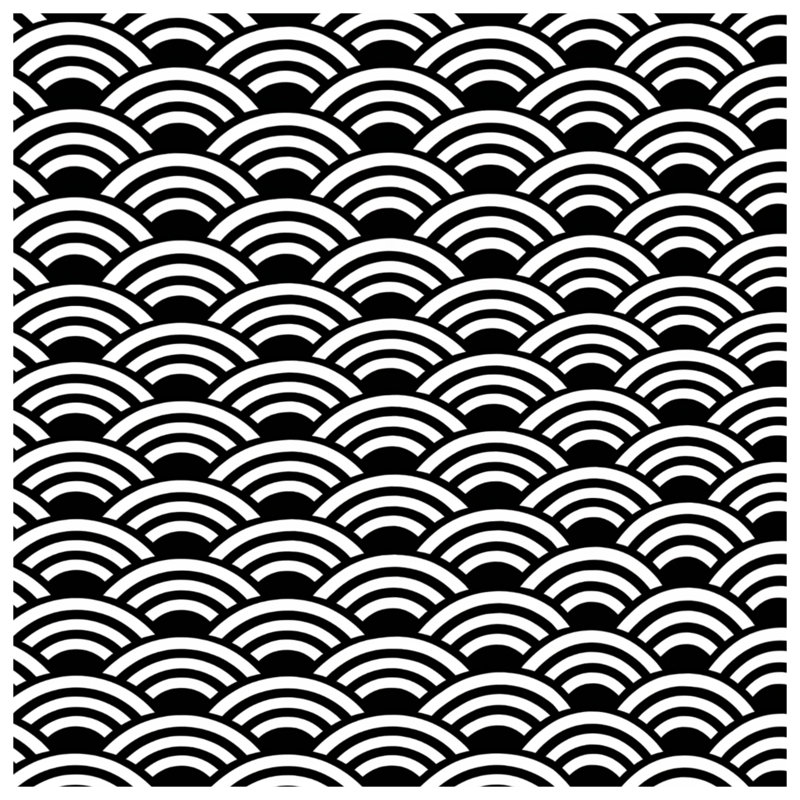 Rideaux de fenêtre noirs et blancs, voilages et rideaux occultant Seigaiha - 1 panneau, 50" x 92" - 1 Panel, Blockout