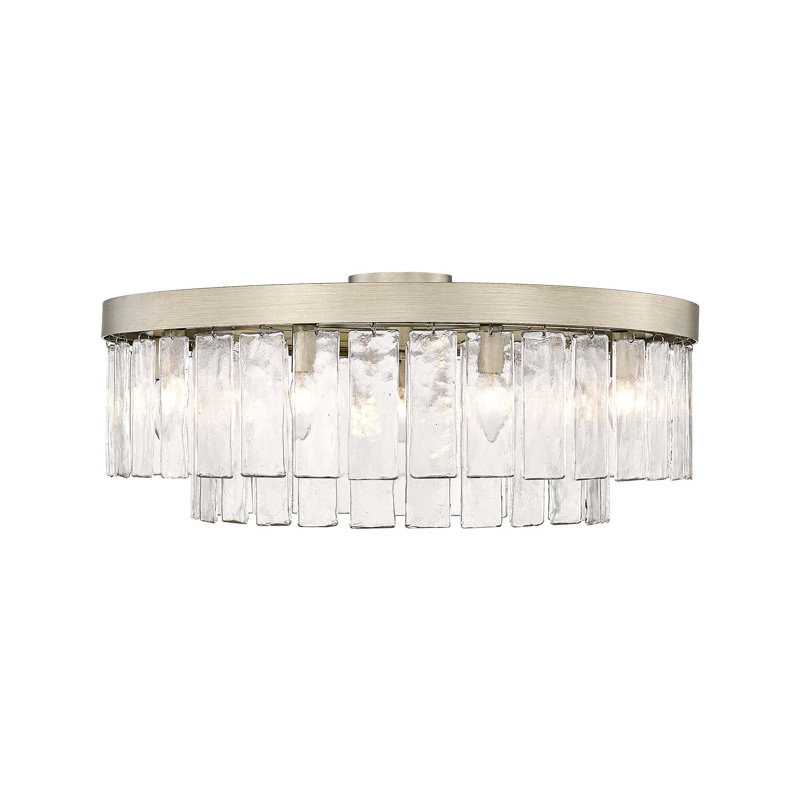 Lynsee Glass Semi Flush Mount, White Gold