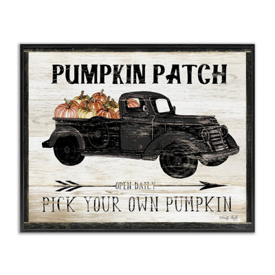 Pumpkin Patch Farm Sign Fall Harvest Picking by Cindy Jacobs - Advertisements Print