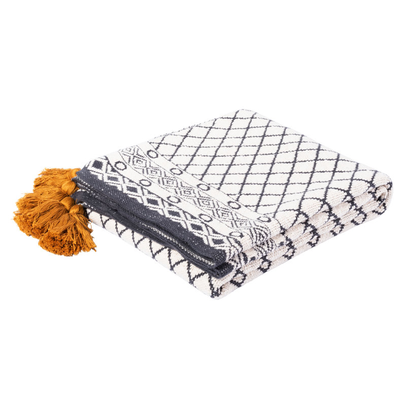 Ven 24" x 17" Yellow and Black Cotton Throw Blanket