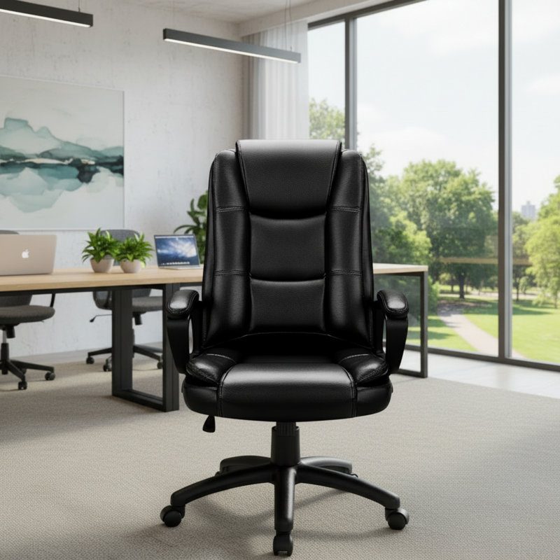 Grande chaise d'ordinateur à haut dossier, taille adulte, convenant à la maison et au bureau, pouvant supporter jusqu'à 400 livres.
