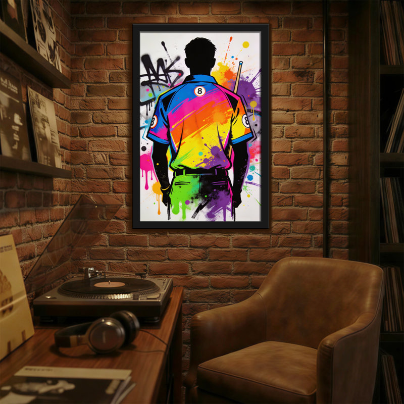 Vue de dos d'un joueur de graffiti coloré à la mode, H 30 po x l 20 po