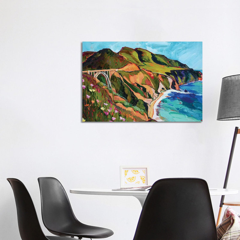 «California Coastline» par Maxine Shore - reproduction d'art, Pas de tapis, Toile tendue, H 26 po x l 40 po x 1,5 po
