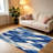 Blue White Abstract Geometric carpet-easy to clean, machine-washable, soft and comfortable; suitable for door mats, kitchens, living rooms, bedrooms, corridors, and laundry areas. Easy to clean, durable carpet for home decoration.-128973474