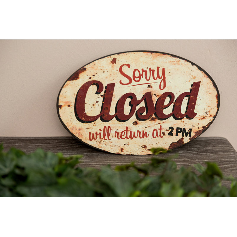 Sorry Closed Textual Art on Metal
