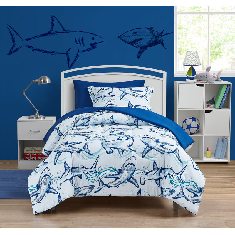 Ensemble de literie pour enfants Blue Shark, Twin Comforter + 5 additional pieces