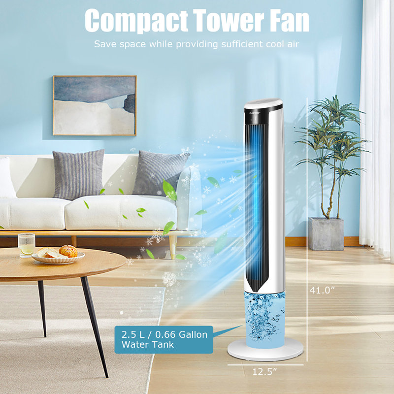 41" White ABS Evaporative Air Cooler with Remote Control