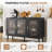 48" Black Sideboard Buffet Cabinet with 3 Fluted Glass Doors, Adjustable Shelves, Modern Credenza