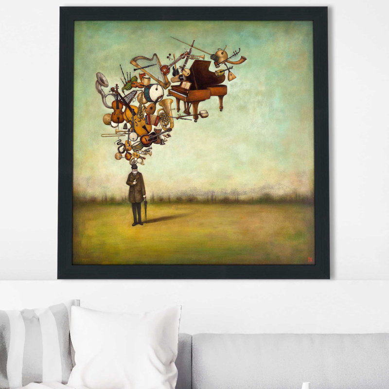 Thanks for the Melody par Duy Huynh - Peinture, H 25,5 po x l 25,5 po x P 1 po, Cadre espresso